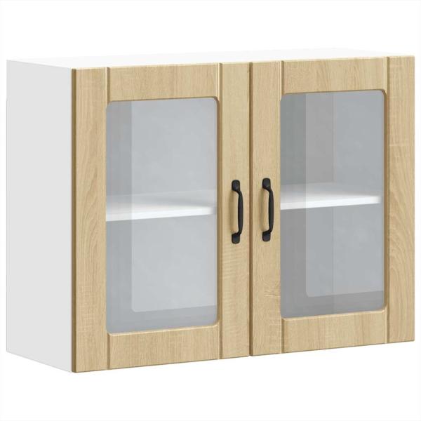 Küchen-Hängeschrank mit Glastür Sonoma-Eiche Holzwerkstoff
