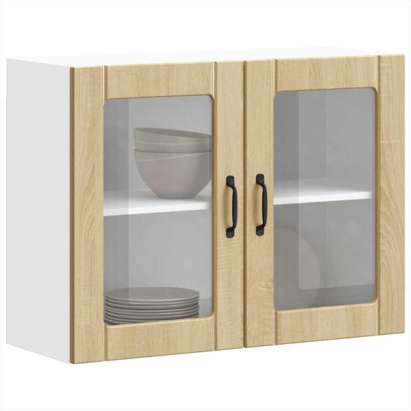 Küchen-Hängeschrank mit Glastür Sonoma-Eiche Holzwerkstoff