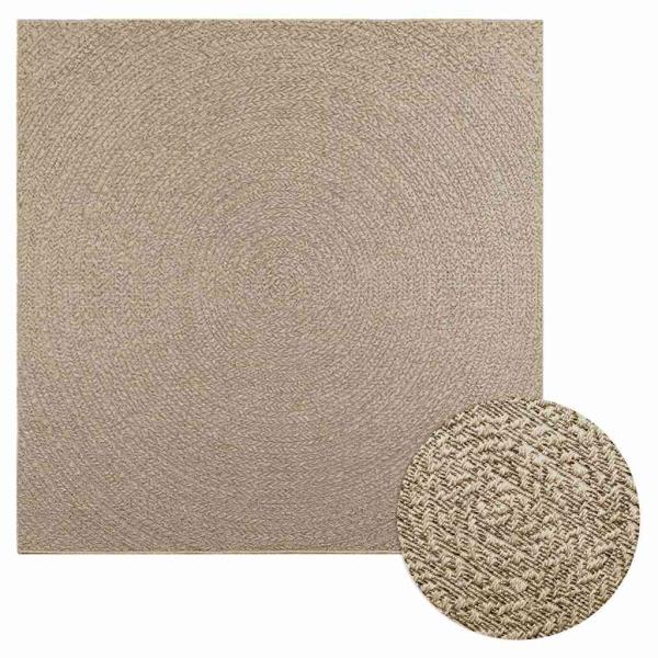 ARDEBO.de - Teppich ZIZUR Beige 200x200 cm Jute-Optik Indoor und Outdoor