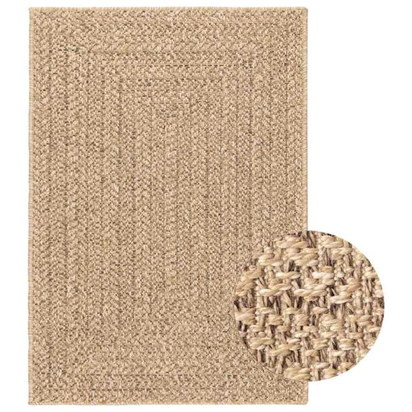 ARDEBO.de - Teppich ZIZUR Beige 120x170 cm Jute-Optik Indoor und Outdoor