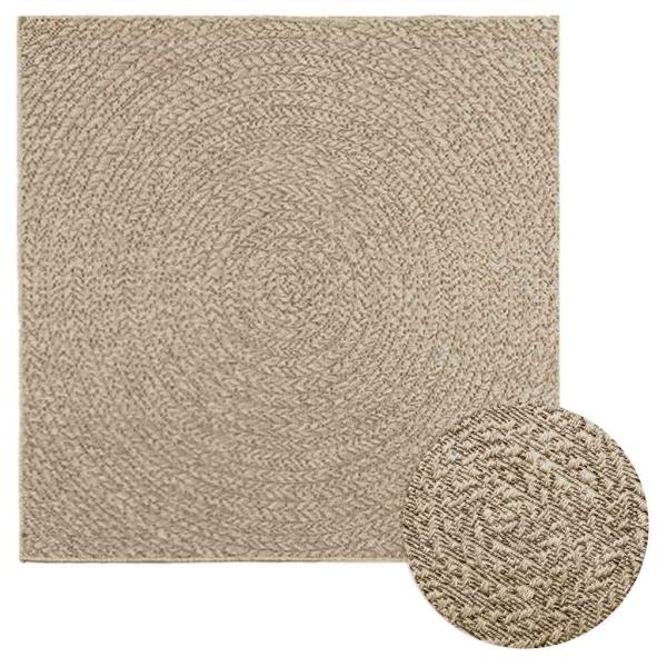 ARDEBO.de - Teppich ZIZUR Beige 120x120 cm Jute-Optik Indoor und Outdoor