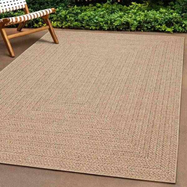 ARDEBO.de - Teppich ZIZUR Beige 240x340 cm Jute-Optik Indoor und Outdoor