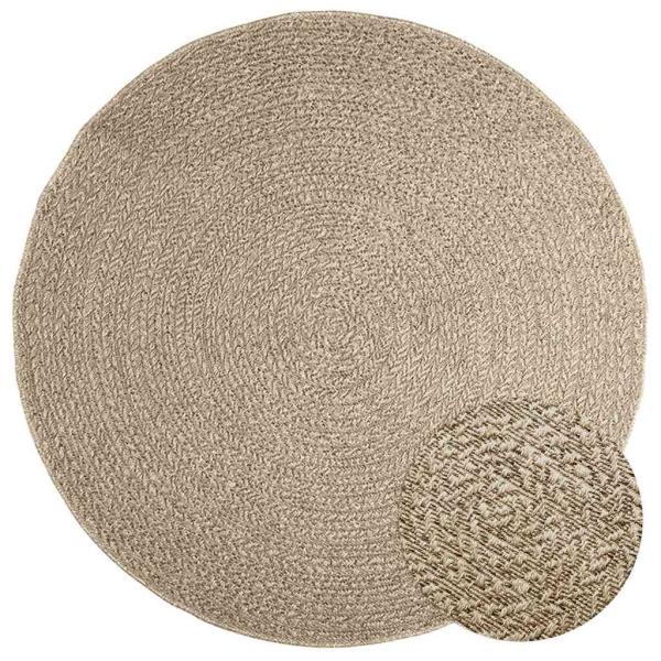 ARDEBO.de - Teppich ZIZUR Beige Ø 160 cm Jute-Optik Indoor und Outdoor