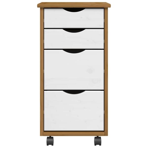 Rollschrank mit Schubladen MOSS Honigbraun Massivholz Kiefer
