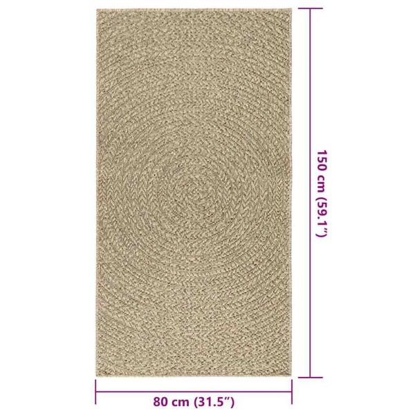 Teppich ZIZUR Beige 80x150 cm Jute-Optik Indoor und Outdoor