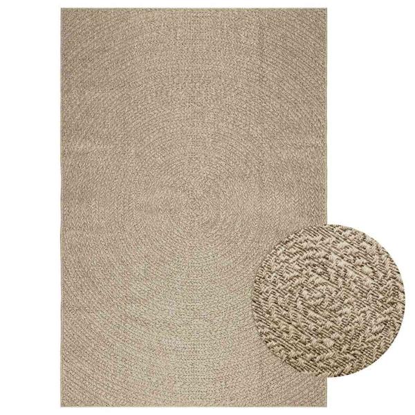 ARDEBO.de - Teppich ZIZUR Beige 160x230 cm Jute-Optik Indoor und Outdoor