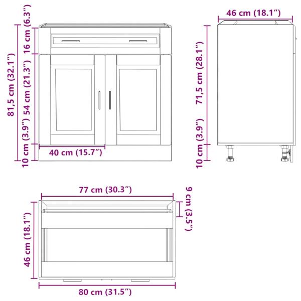 Küchenunterschrank Porto Sonoma-Eiche Holzwerkstoff