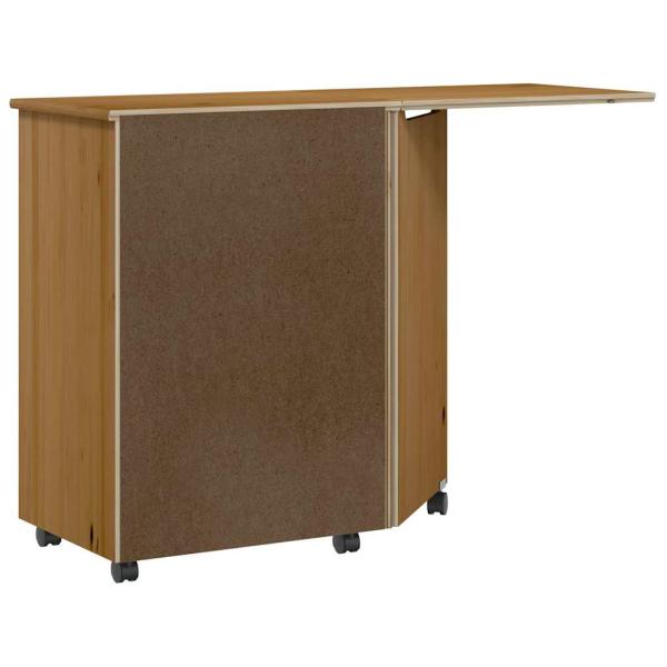 Rollschrank mit Schreibtisch MOSS Honigbraun Massivholz Kiefer