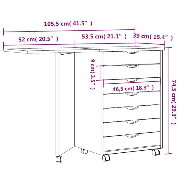 Rollschrank mit Schreibtisch MOSS Honigbraun Massivholz Kiefer