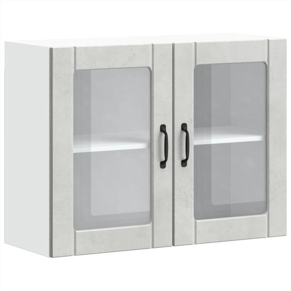 Küchen-Hängeschrank mit Glastür Lucca Betongrau Holzwerkstoff