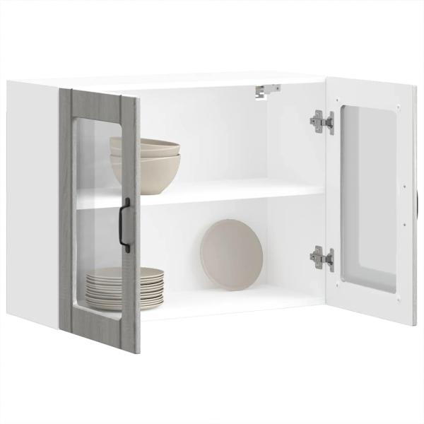 ARDEBO.de - Küchen-Hängeschrank mit Glastür Lucca Grau Sonoma Holzwerkstoff
