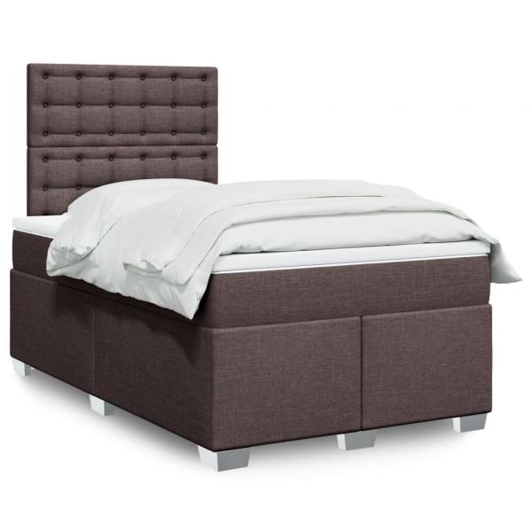 ARDEBO.de - Boxspringbett mit Matratze Dunkelbraun 120x200 cm Stoff