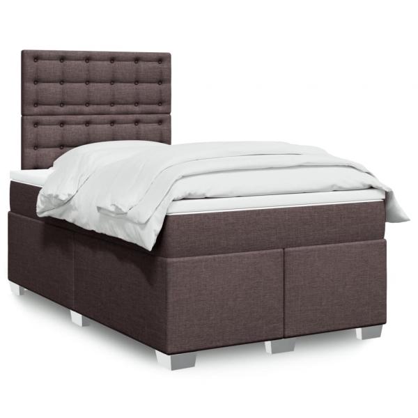 ARDEBO.de - Boxspringbett mit Matratze Dunkelbraun 120x200 cm Stoff