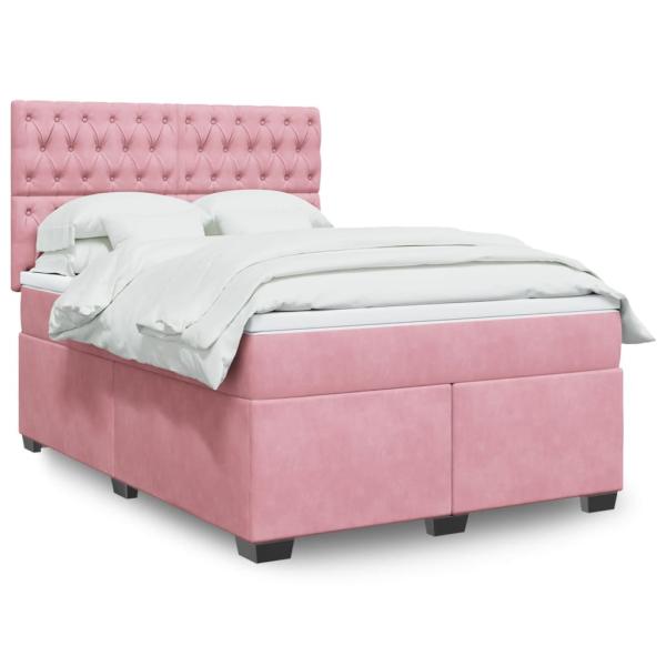 ARDEBO.de - Boxspringbett mit Matratze Rosa 140x200 cm Samt