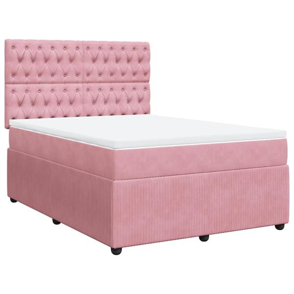 ARDEBO.de - Boxspringbett mit Matratze Rosa 140x200 cm Samt