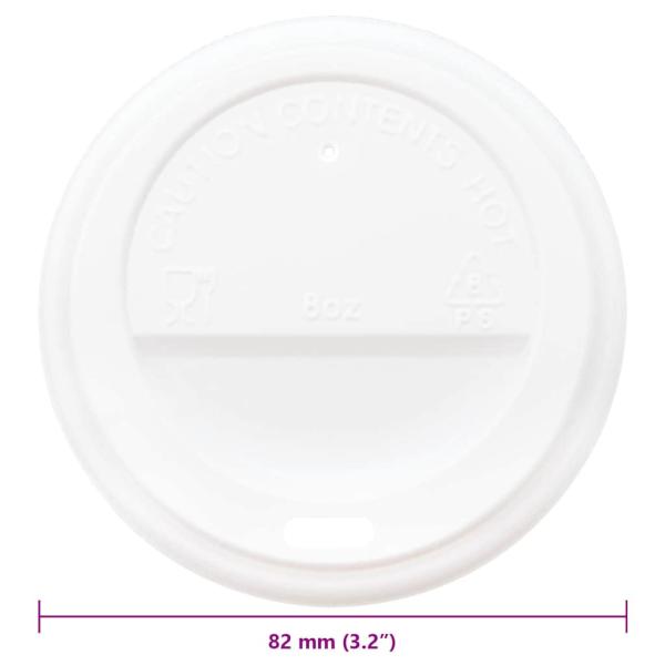 ARDEBO.de - Deckel für Pappbecher Ø80 mm 8oz 1000 Stk. Weiß Kunststoff