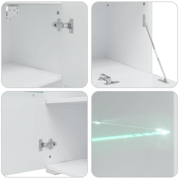 5-tlg. Wohnwand mit LED-Beleuchtung Steingrau Holzwerkstoff