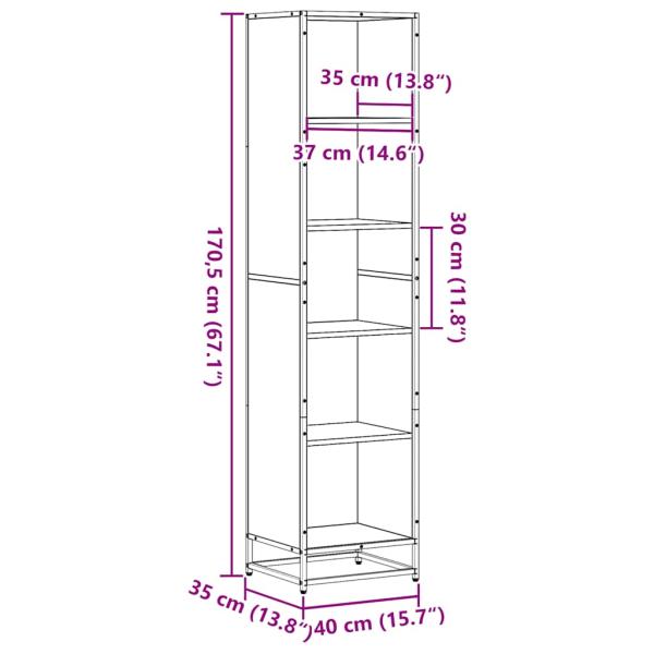Bücherregal Grau Sonoma 40x35x170,5 cm Holzwerkstoff