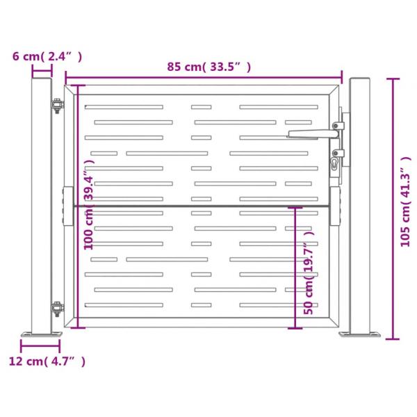 Gartentor 105x105 cm Cortenstahl Quadratisches Design
