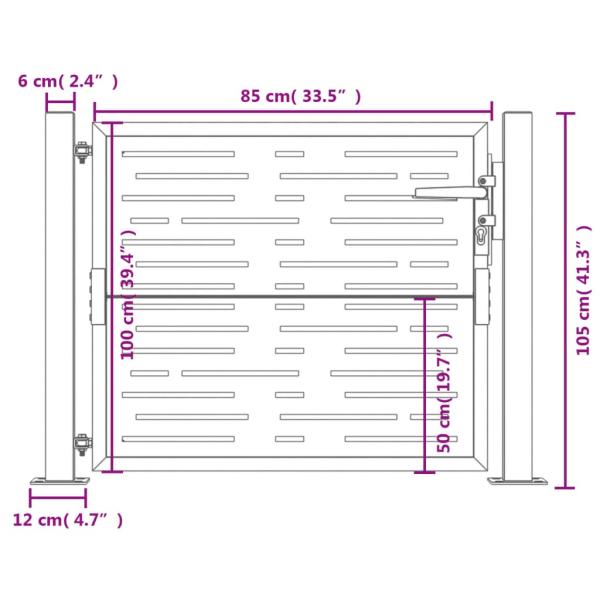 Gartentor 105x105 cm Cortenstahl Quadratisches Design