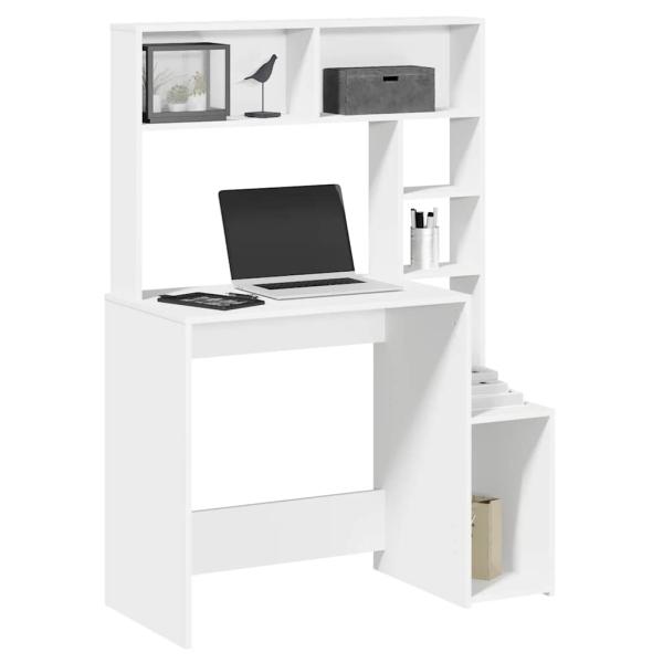 ARDEBO.de - Schreibtisch mit Regal Weiß 100x45x140 cm Holzwerkstoff