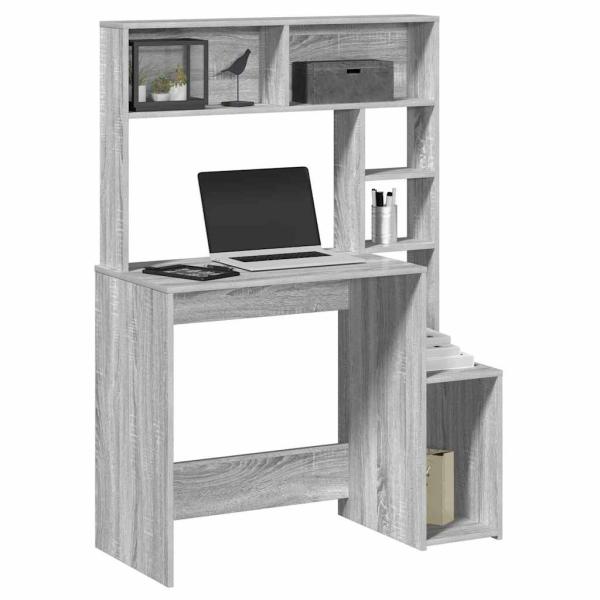 ARDEBO.de - Schreibtisch mit Regal Grau Sonoma 100x45x140 cm Holzwerkstoff