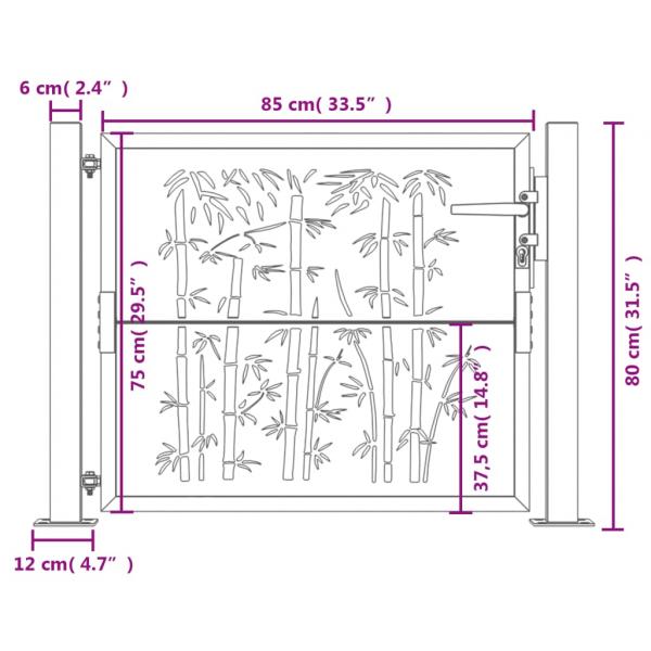 Gartentor 105x80 cm Cortenstahl Bambus-Design