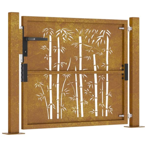 Gartentor 105x80 cm Cortenstahl Bambus-Design