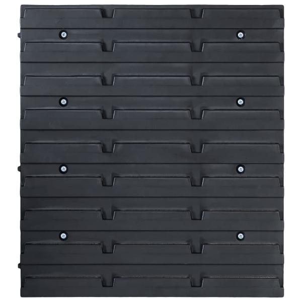 32-tlg. Sichtlagerkasten-Set mit Wandhalterung Rot und Schwarz