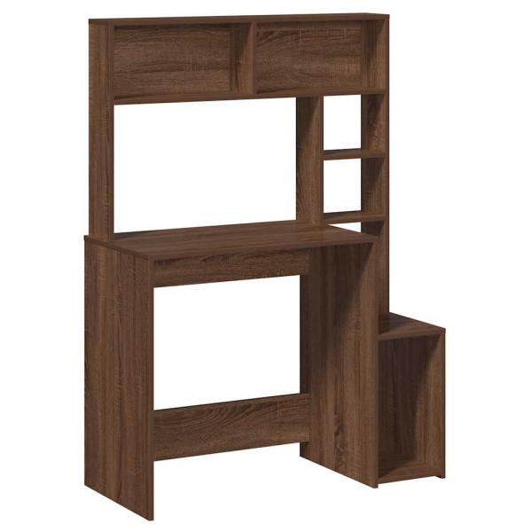 Schreibtisch mit Regal Braun Eichen-Optik 100x45x140 cm