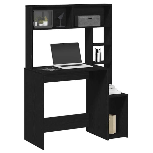 ARDEBO.de - Schreibtisch mit Regal Schwarz 100x45x140 cm Holzwerkstoff