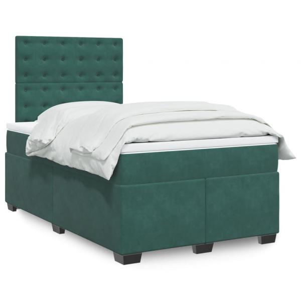 ARDEBO.de - Boxspringbett mit Matratze Dunkelgrün 120x190 cm Samt