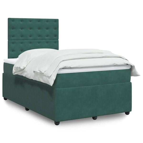 ARDEBO.de - Boxspringbett mit Matratze Dunkelgrün 120x190 cm Samt