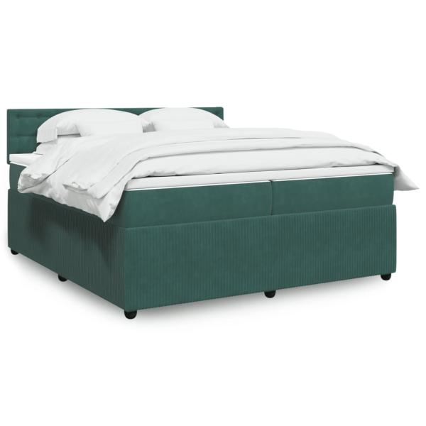 ARDEBO.de - Boxspringbett mit Matratze Dunkelgrün 200x200 cm Samt