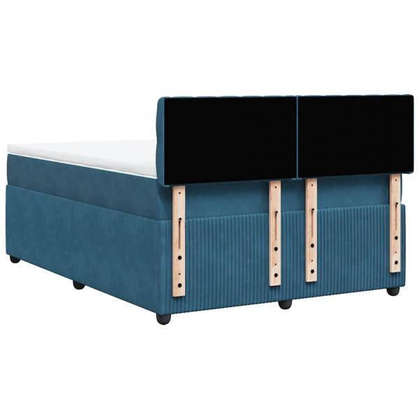 Boxspringbett mit Matratze Blau 160x200 cm Samt