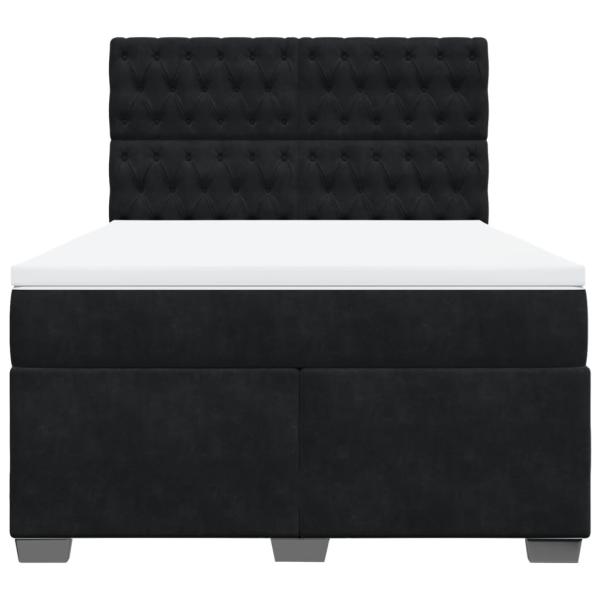 Boxspringbett mit Matratze Schwarz 160x200 cm Samt