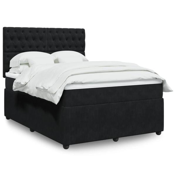 ARDEBO.de - Boxspringbett mit Matratze Schwarz 160x200 cm Samt