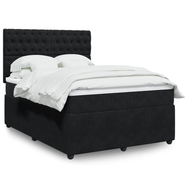 ARDEBO.de - Boxspringbett mit Matratze Schwarz 160x200 cm Samt