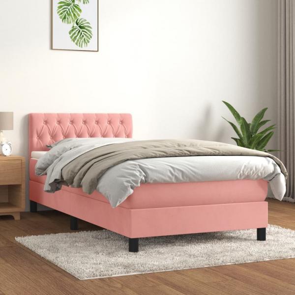 ARDEBO.de - Boxspringbett mit Matratze Rosa 100x200 cm Samt
