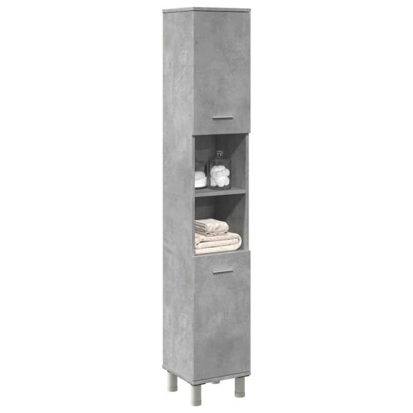ARDEBO.de - Badezimmerschrank Betongrau 30x30x179 cm Holzwerkstoff