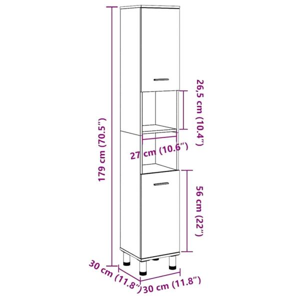 Badezimmerschrank Betongrau 30x30x179 cm Holzwerkstoff