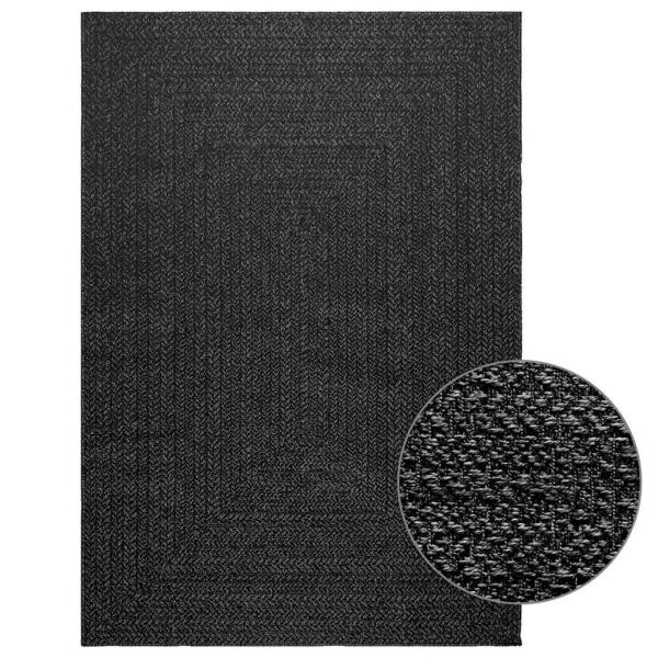 ARDEBO.de - Teppich ZIZUR Anthrazit 140x200cm Jute-Optik Indoor und Outdoor