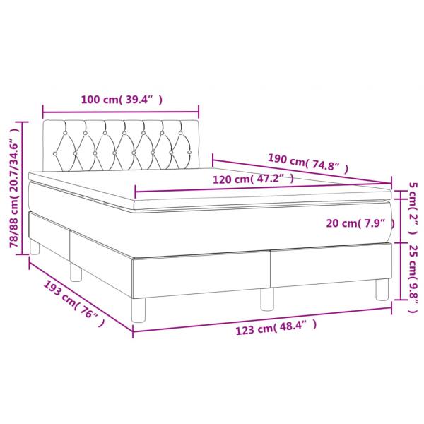 Boxspringbett mit Matratze & LED Rosa 120x190 cm Samt