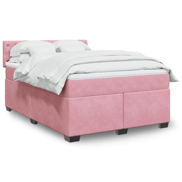 ARDEBO.de - Boxspringbett mit Matratze Rosa 160x200 cm Samt
