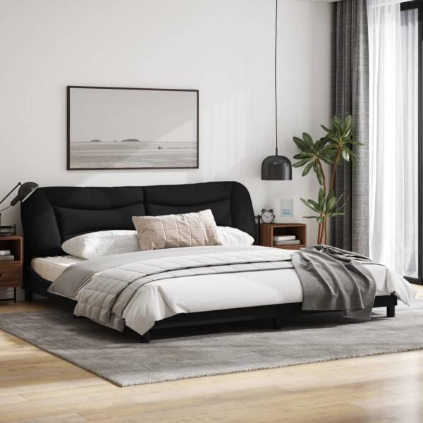 Bettgestell mit LED Schwarz 200x200 cm Stoff