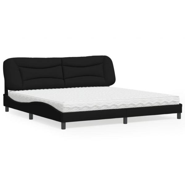 ARDEBO.de - Bett mit Matratze Schwarz 200x200 cm Stoff