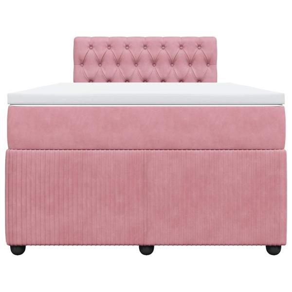 ARDEBO.de - Boxspringbett mit Matratze Rosa 120x190 cm Samt