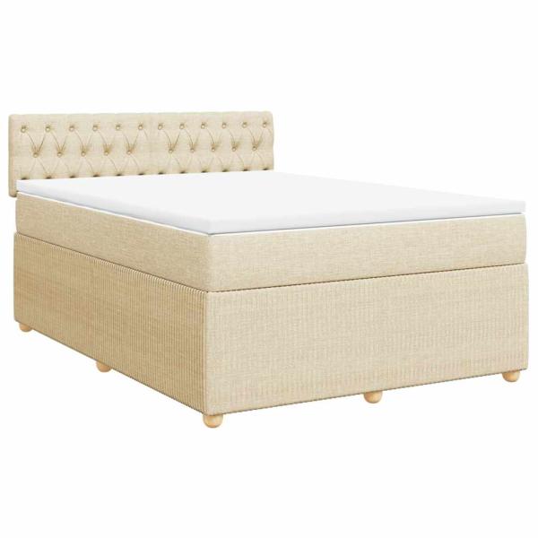 ARDEBO.de - Boxspringbett mit Matratze Creme 160x200 cm Stoff