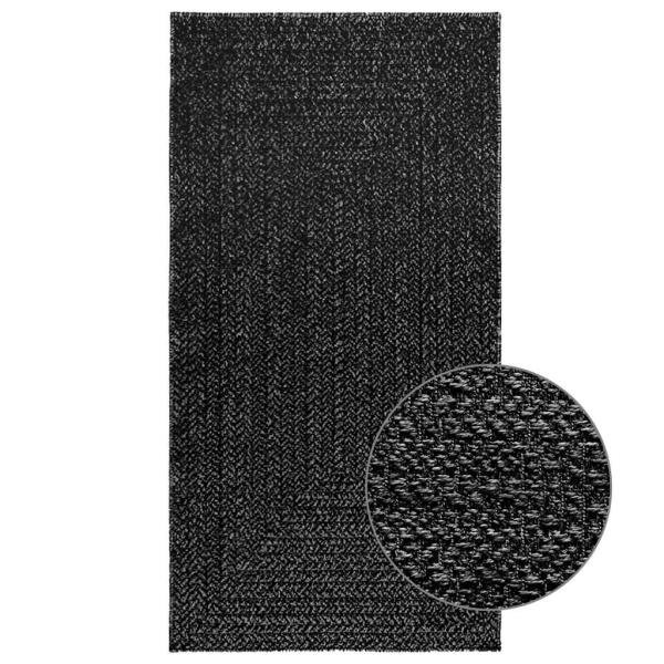 ARDEBO.de - Teppich ZIZUR Anthrazit 80x150 cm Jute-Optik Indoor und Outdoor