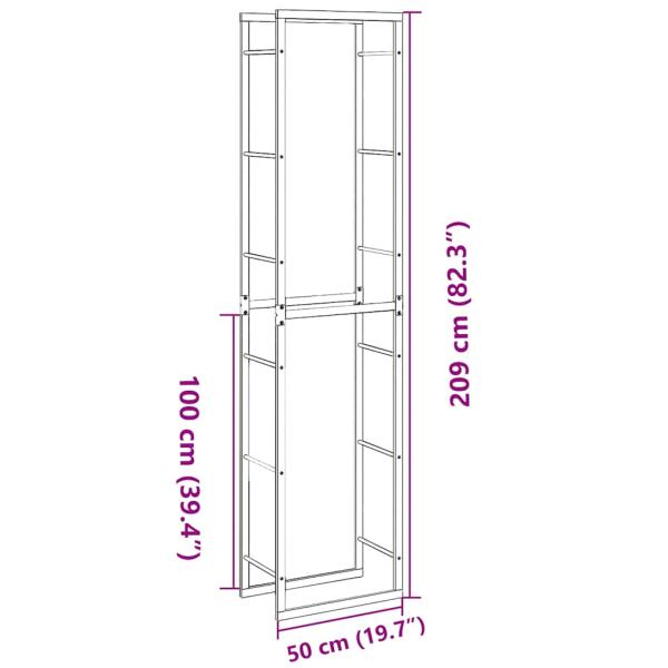 Brennholzregal Schwarz 50x30x209 cm Stahl